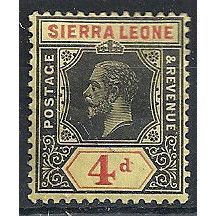 Sierra Leone 1912 SG117 4d Black & Red/Yellow Mounted Mint ...