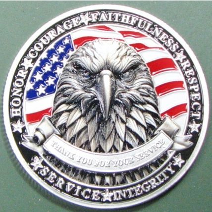 Military Veteran's. Challenge Coin. 1.5". 93b.