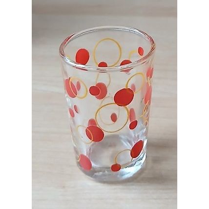Red spot 'Atomic' Decanter with 4 shot glasses, retro, vintage, mid century