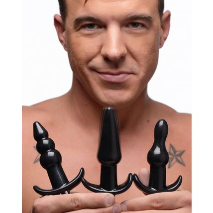 Thrill Trio Anal Plug Set Black 3 Butt Plugs Ass Play Frisky Vibrating Vibrator