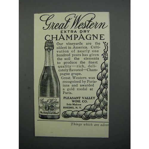 1908 Great Western Extra Dry Champagne Ad