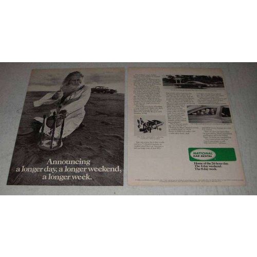1973 National Car Rental Ad - A Longer Weekend