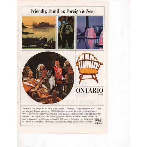 Ontario Tourism Vintage Print Ad May 1965