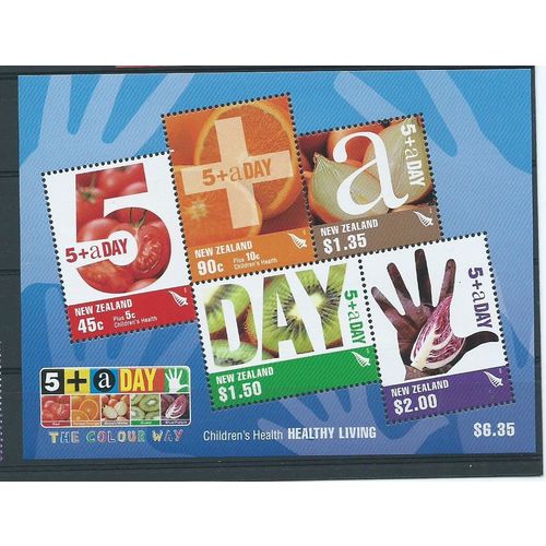 new zealand stamps sgms2897 sg ms2897 health 5 a day miniature sheet mnh