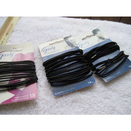 18 Thin Black Goody Classics Nona Ponytailer Hair Bands With Metal Elastics Aged