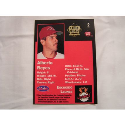 Alberto Reyes 1993 Lime Rock Winter League GOLD NO. 2 ROOKIE