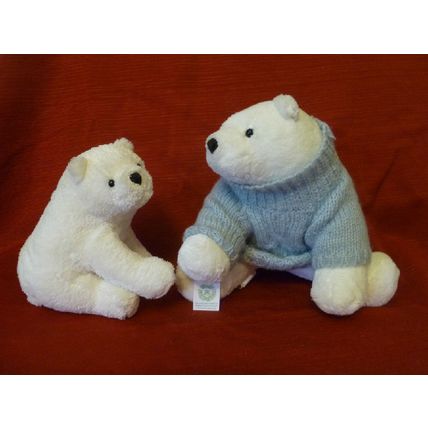 LOT OF 2 BATH & BODY WORKS POLAR BEARS LARGE BEAR HAS GRAY COWL NECK SWEATER