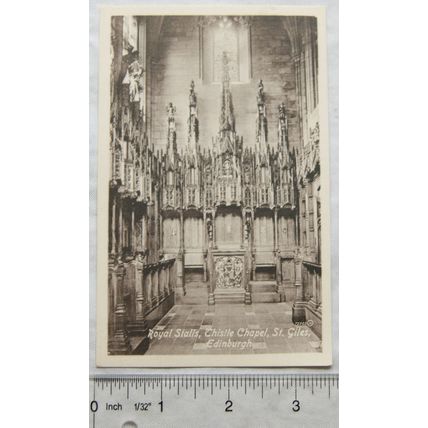 vintage postcard St Giles Cathedral, Edinburgh - Royal Stalls, Thistle Chapel