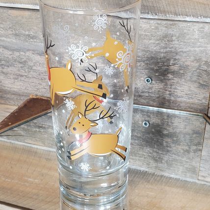 Libbey Glass Company - Prancing Reindeer Holiday Glass - Snowflakes