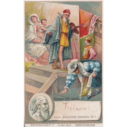 Tiziano Vecellio Italian Painter Printed Signed Bendorps Postcard Old Trade Card