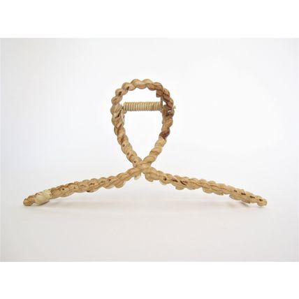 Large faux bamboo wood effect roped metal hair claw clip for thick hair
