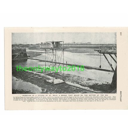 St Malo, Walking Bridge, Brittany, France, Book Illustration (Print), c1920