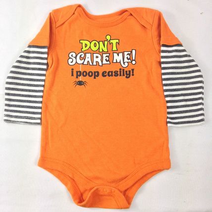 Halloween Jumper Topsville "Dont Scare Me I Poop" Orange Long Sleeve Size 18M