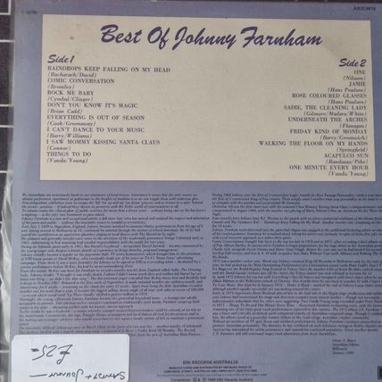 John Farnham – Best Of Johnny Farnham (AXIS6416) 1980 (LP)