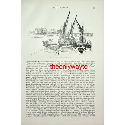 Chelsea Bridge & Lindsey House London (More, Reverse), Book Illustration, 1887
