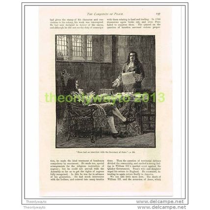 WILLIAM PENN & SECRETARY OF STATE, THE QUIVER, Book Illustration (Print), c1886