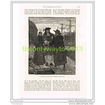 WILLIAM PENN & GEORGE FOX, THE QUIVER, Book Illustration (Print), c1886