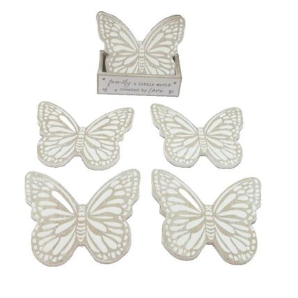 Butterfly Coasters with Holder Family a Little World Created By Love 9.5 CM