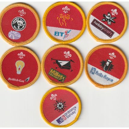 Scout Badges - Cub Activity Sponsored x 7 - 2000's - white/Black Back (BY21)
