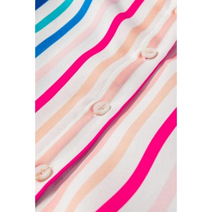 Pink Stripe 3/4 Sleeve Button Up Casual Shirt