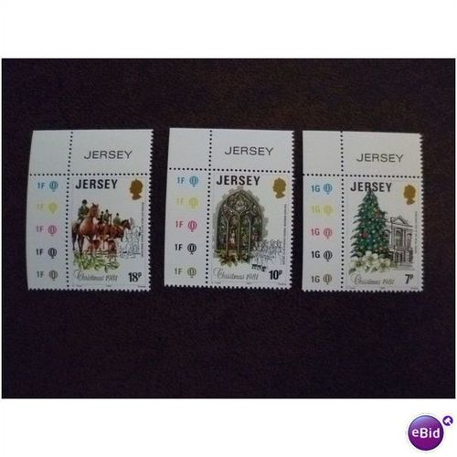 Jersey 1981 Christmas Questa printers colour marks set mint stamps tree church