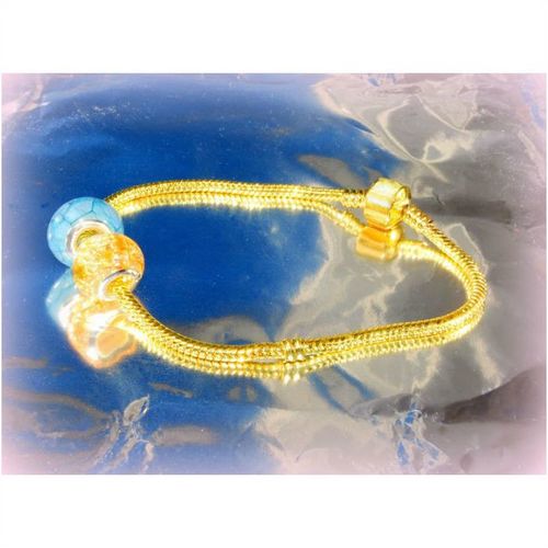 Gold Plated Bracelet Bangle Wristband European Beads Craft Jewellery 2079