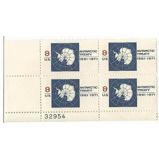 ANTARCTIC TREATY 8 cent 4 stamp BLOCK ( 1971 )