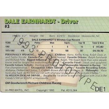 1993 Action Packed Dale Earnhardt-Promo #DE1