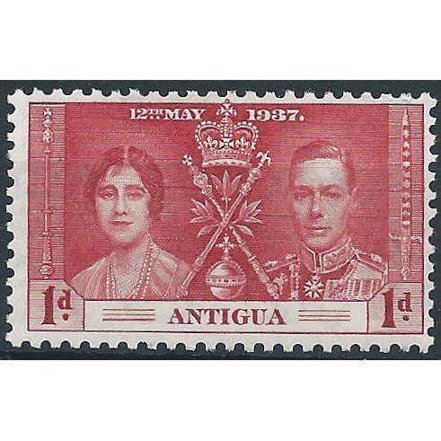 Antigua 1937 SG95 1d Carmine Coronation Mounted Mint.. .