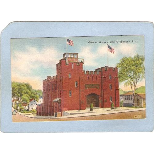 Rhode Island East Greenwich Varnum Armory Street Scene Intersection w/Old ~387