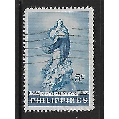 PHILIPPINES 1954 MARIAN YEAR 5c BLUE MURILLO SG 773 FINE USED#