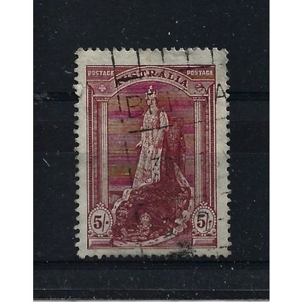 Australia.SG176 5s Queen Elizabeth (Claret).Paper Unchecked.Fine Used.Aug23