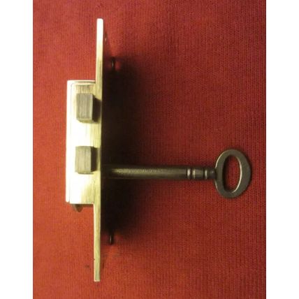 Antique Cabinet Cupboard Lock LEFT HANDED Georgian Brass & Steel 1 working Key