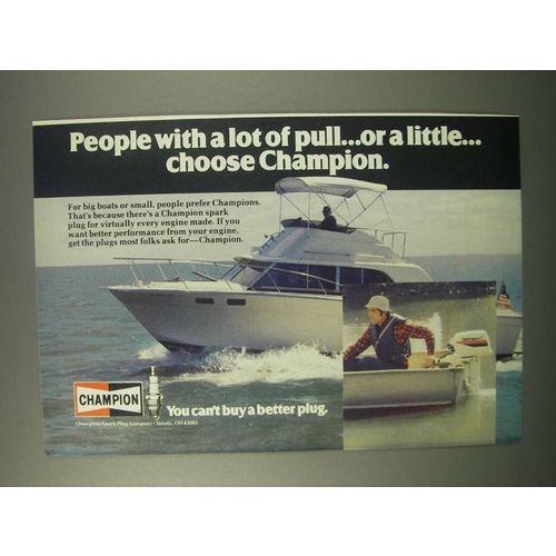 1980 Champion Spark Plugs Ad - A Lot of Pull