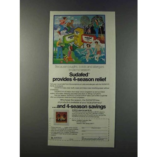 1981 Sudafed Medicine Ad - Provides 4-Season Relief