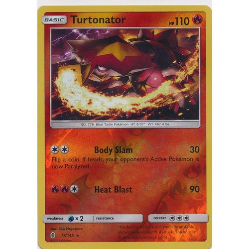 Pokemon Sun & Moon Guardians Rising 17/145 Turtuonator Rev Holo