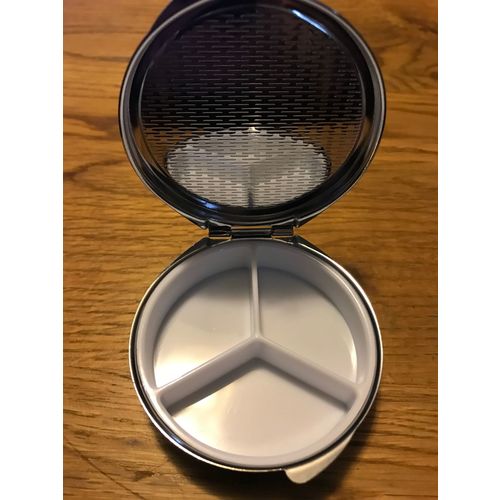 Metal Pill Trinket Divided Box with Hinged Lid