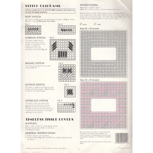 Timeless Tissue Covers in Plastic Canvas by Mary Billeaudeau (LA, 1990)