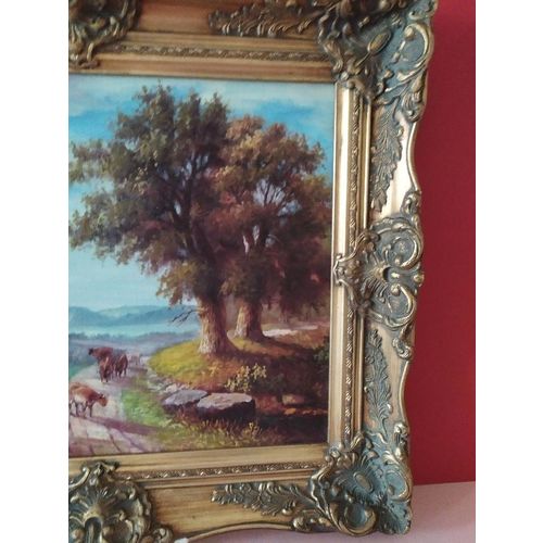 Oil on Canvas oil painting Cows animals Grazing Framed Oil on Canvas 04