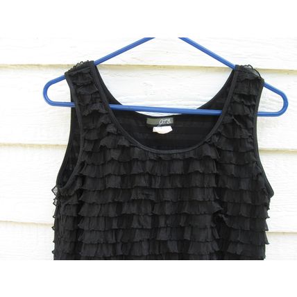 Womens JTB Black Ruffled Tank Top Medium M 34 Chest Summer Sleeveless