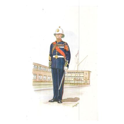 BUGLE MAJOR, ROYAL MARINES, 1967 uniform postcard R. M. Museum, Portsmouth (a) =