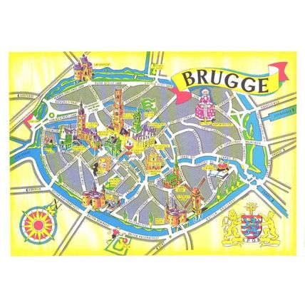 Belgium; land map; spots of interest; Brugge