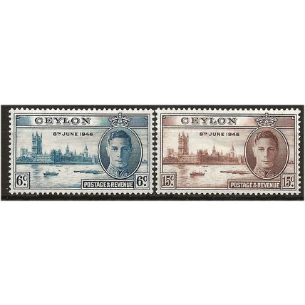 Ceylon 1946 Victory Set SG400-401 Mounted Mint ..