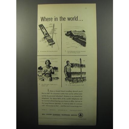 1950 Bell Telephone Ad - Where in the world - Fishing