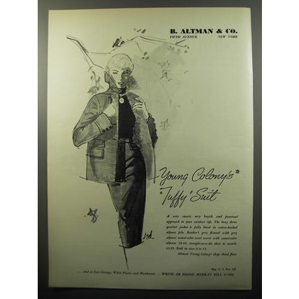 1950 B. Altman & Co. Young Colony Tuffy Suit Advertisement