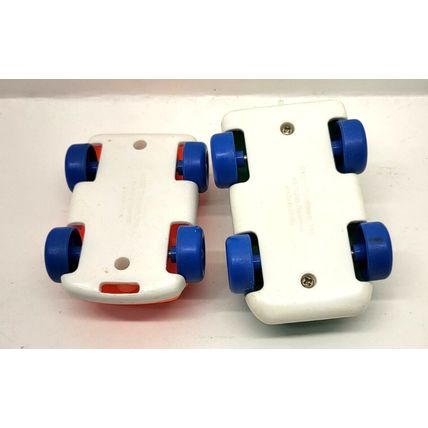 1992 Fisher Price Little People Lot of 2 Vehicles Orange Car & Green Tow Truck