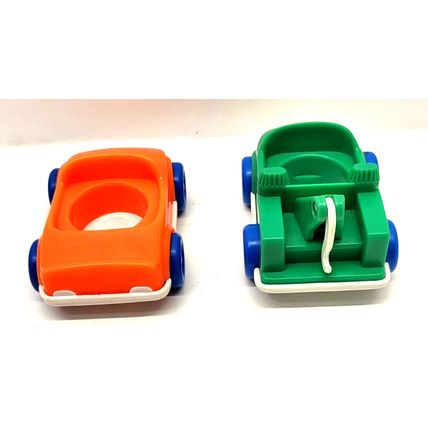 1992 Fisher Price Little People Lot of 2 Vehicles Orange Car & Green Tow Truck