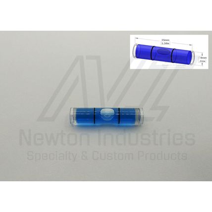 5pcs Acrylic Ø8x35mm Bubble Spirit Level Vial Blue Sens: 24'/2mm 6.98mm/m - NEW