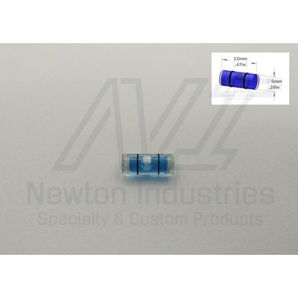 5pcs Acrylic Ø5x12mm Bubble Spirit Level Vial Blue Sens: 120'/2mm 34.92mm/m
