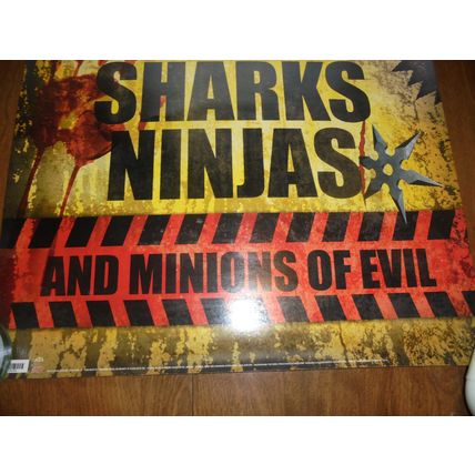 WARNING: ZOMBIES, SHARKS & NINJAS POSTER!! $17.00 Shipped!! Brand New!!